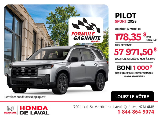 Obtenez la Honda Pilot 2026 !