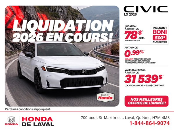 Obtenez la Honda Civic 2026 !