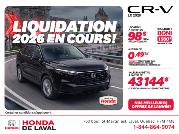 Obtenez la Honda CR-V 2026!