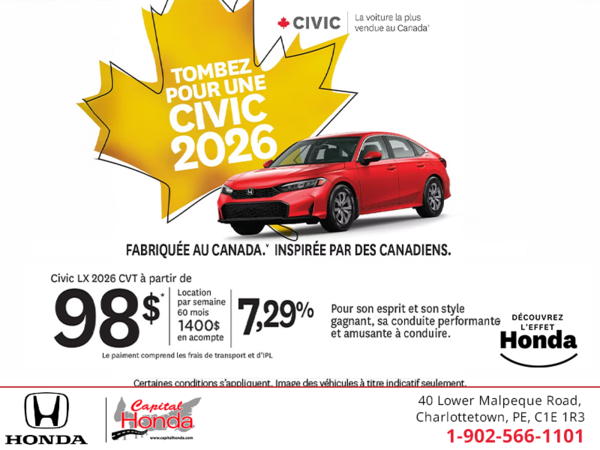 Obtenez la Honda Civic 2026!