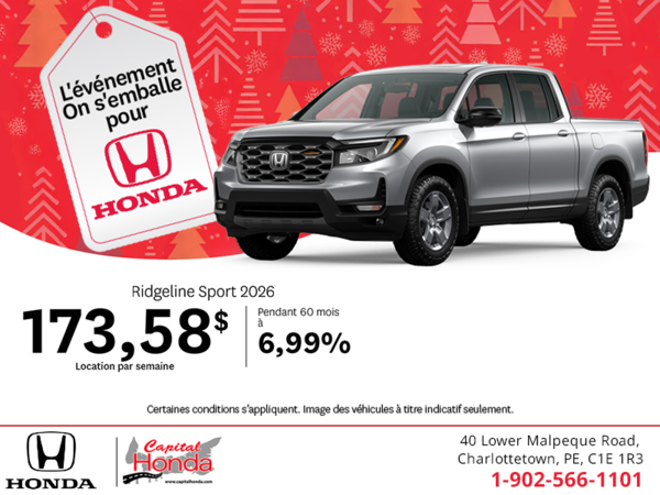 Obtenez le Honda Ridgeline 2026 !