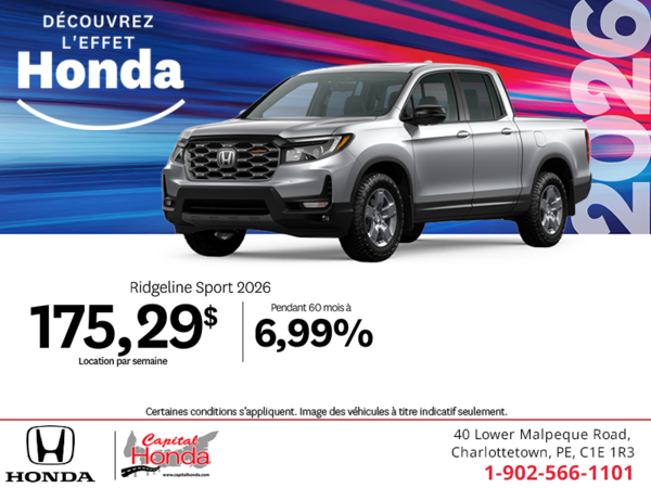 Obtenez le Honda Ridgeline 2026 !