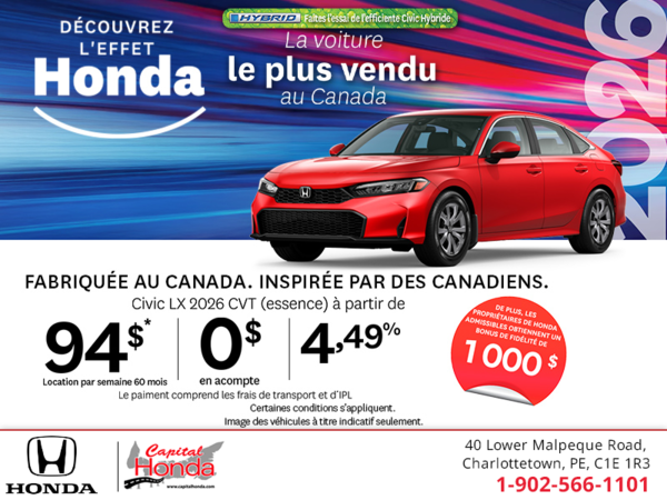 Obtenez la Honda Civic 2026!