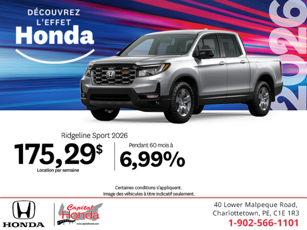 Obtenez le Honda Ridgeline 2026 !