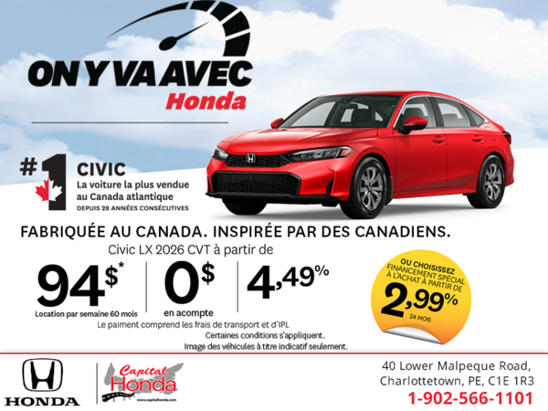 Obtenez la Honda Civic 2026!
