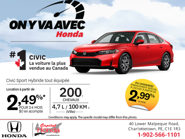 Obtenez la Honda Civic Sport Hybride 2026!