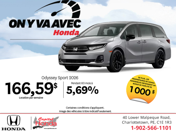 Obtenez la Honda Odyssey 2026 !