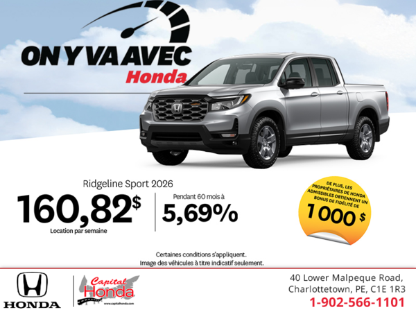 Obtenez le Honda Ridgeline 2026 !