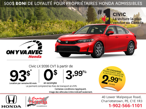 Obtenez la Honda Civic 2026!