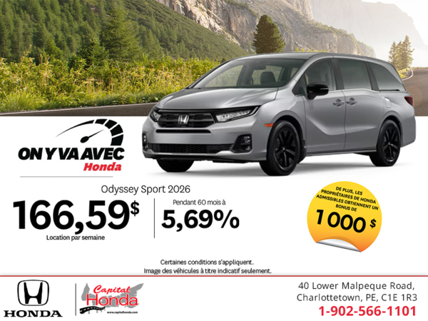 Obtenez la Honda Odyssey 2026 !