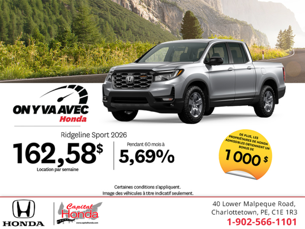 Obtenez le Honda Ridgeline 2026 !