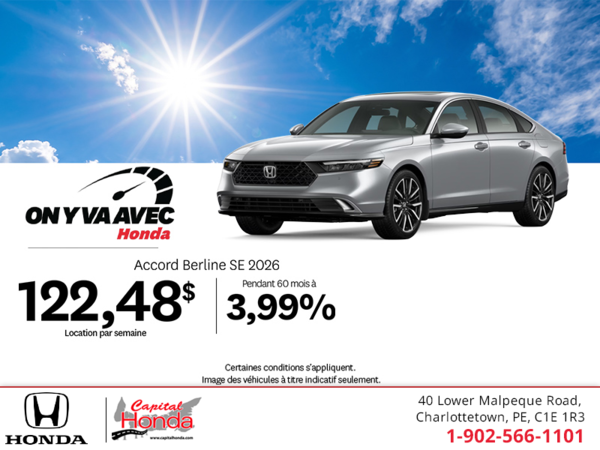 Obtenez la Honda Accord 2026 !