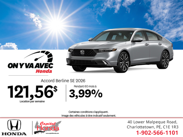 Obtenez la Honda Accord 2026 !