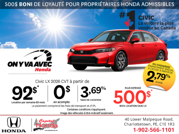 Obtenez la Honda Civic 2026!