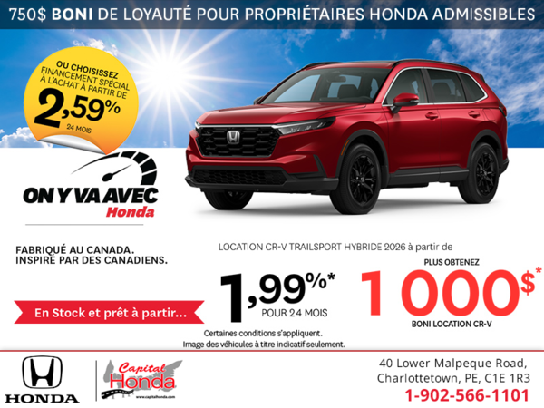 Obtenez la Honda CR-V Hybride 2026 !        