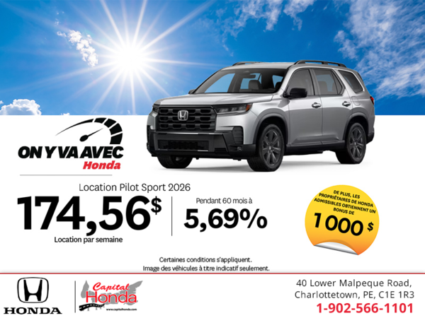 Obtenez la Honda Pilot 2026 !