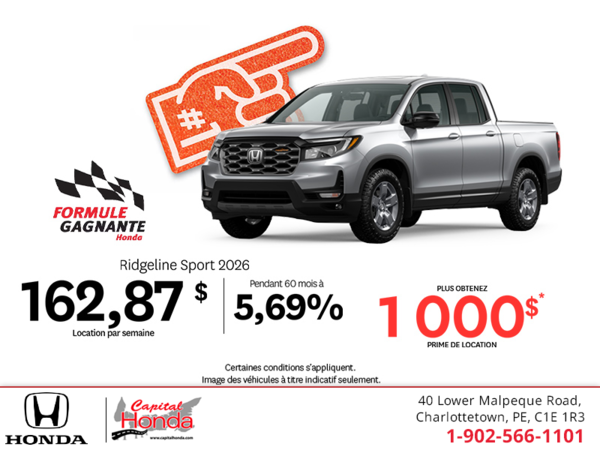 Obtenez la Honda Ridgeline 2026 !