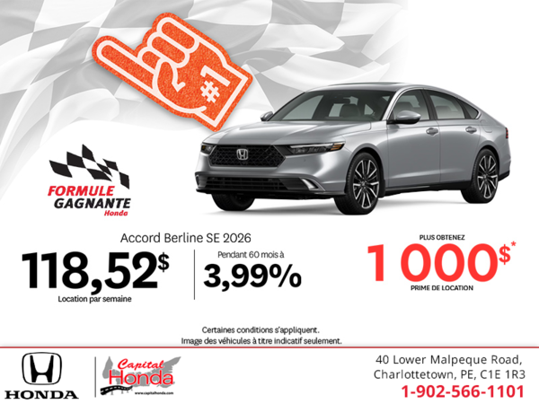 Obtenez la Honda Accord 2026 !