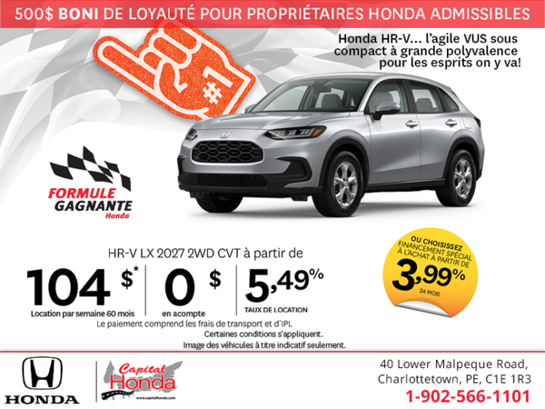 Obtenez la Honda HR-V 2027 !