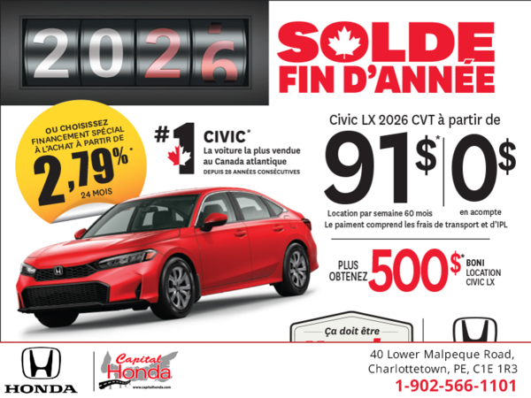 Obtenez la Honda Civic 2026!