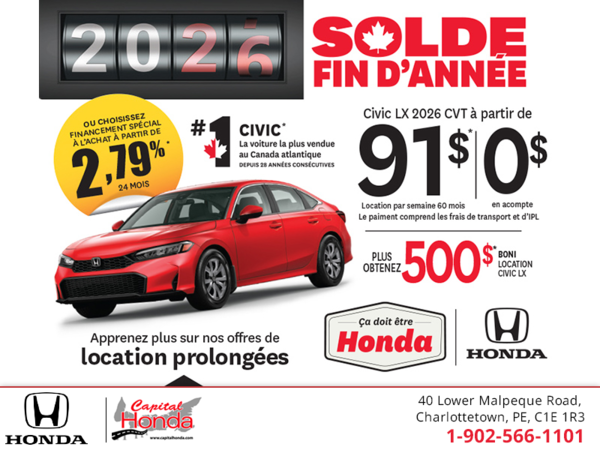 Obtenez la Honda Civic 2026!