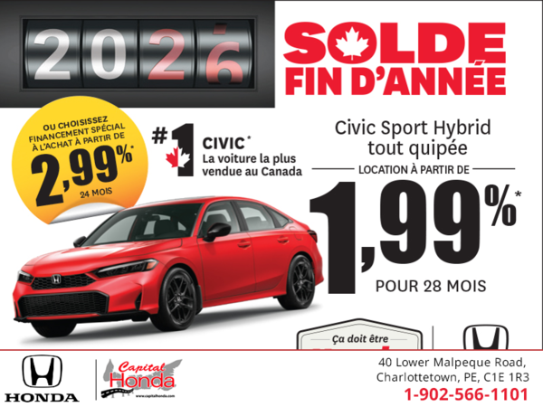 Obtenez la Honda Civic Sport Hybride 2026!