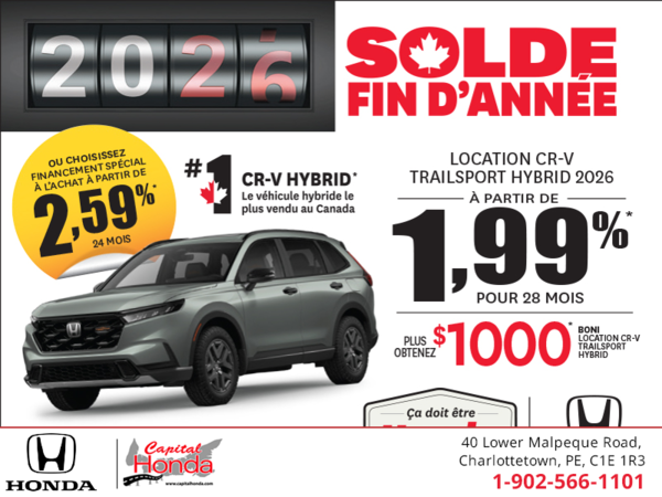 Obtenez la Honda CR-V Hybride 2026 !        