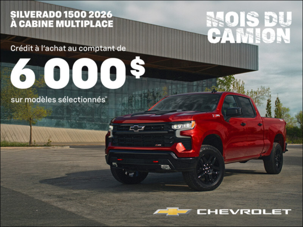 Procurez-vous le Chevrolet Silverado 1500 2026 à cabine multiplace