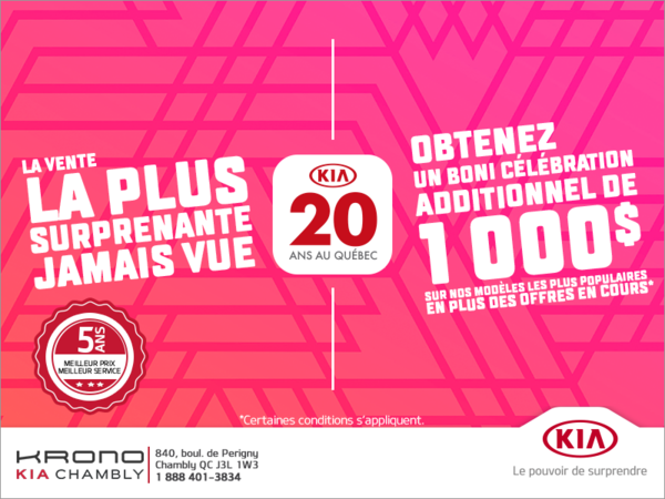 L'événement les 20 ans de KIA au Québec!
