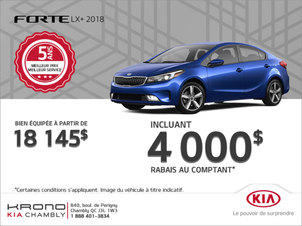 Obtenez la Kia Forte 2018!
