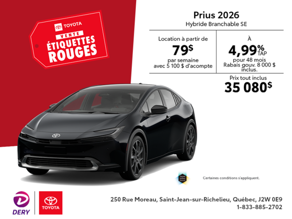 Toyota Prius Hybride Branchable SE 2026