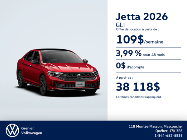 Procurez-vous la Volkswagen Jetta Gli 2026