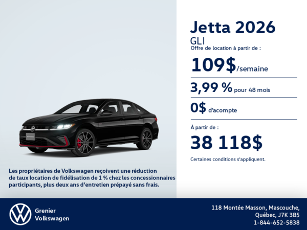Procurez-vous la Volkswagen Jetta Gli 2026