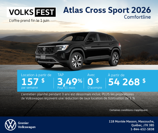 Procurez-vous le Volkswagen Atlas Cross Sport 2026