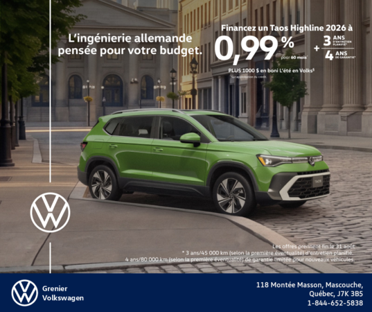 Procurez-vous le Volkswagen Taos 2026