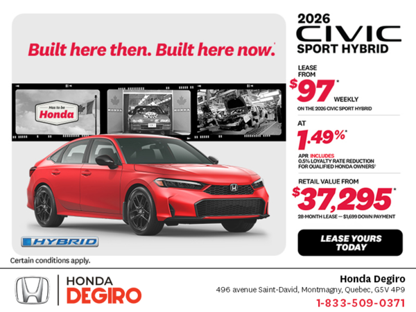 Get the 2026 Honda Civic Sedan Hybrid! 