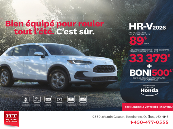 Obtenez le Honda HR-V 2026!