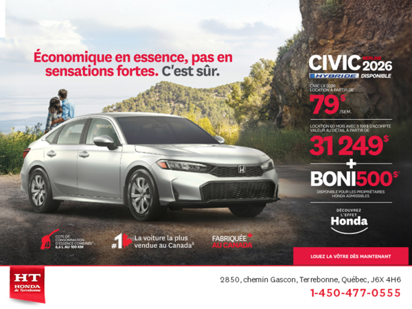 Obtenez le Honda Civic Sedan 2026 !