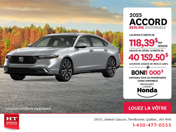 Obtenez la Honda Accord 2025 !
