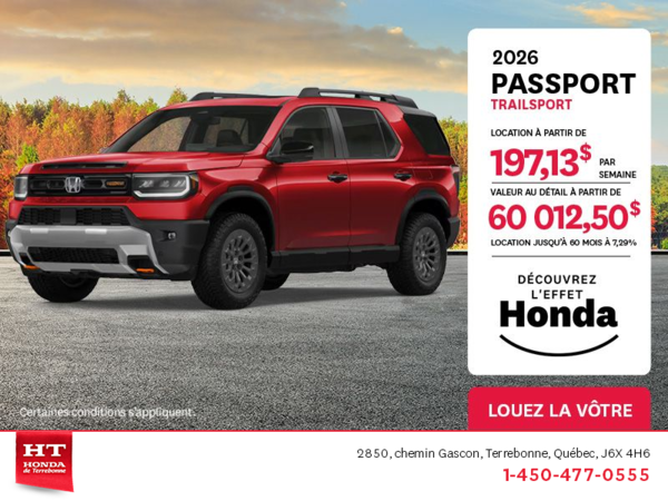 Obtenez le Honda Passport 2026 !