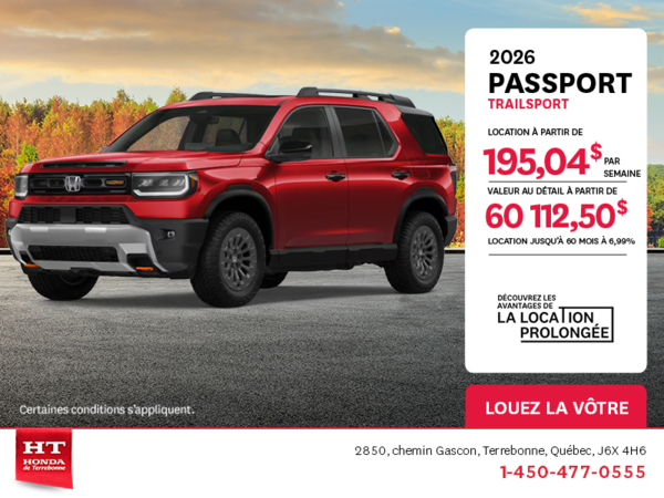 Obtenez le Honda Passport 2026 !