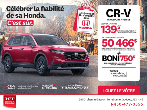 Obtenez le Honda CR-V Hybride 2026!