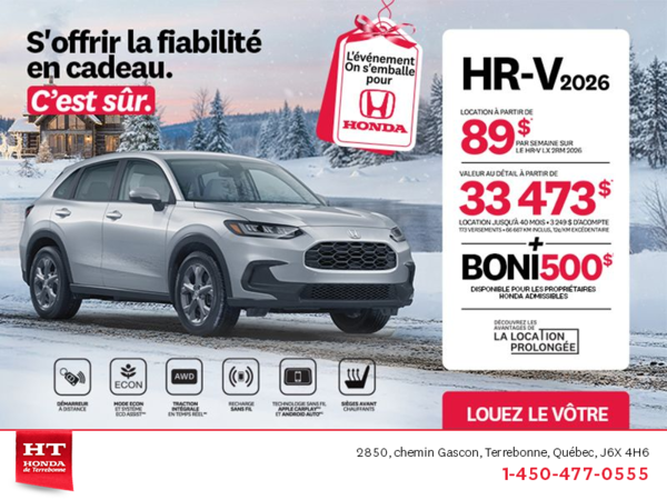 Obtenez le Honda HR-V 2026!