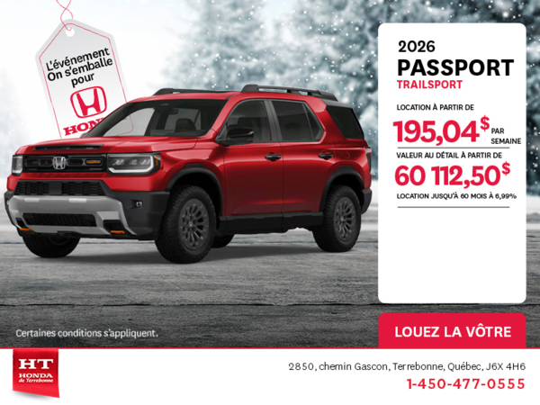 Obtenez le Honda Passport 2026 !
