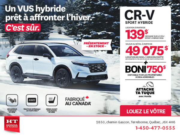 Obtenez le Honda CR-V Hybride 2026!