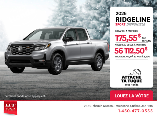 Obtenez le Honda Ridgeline 2026 !