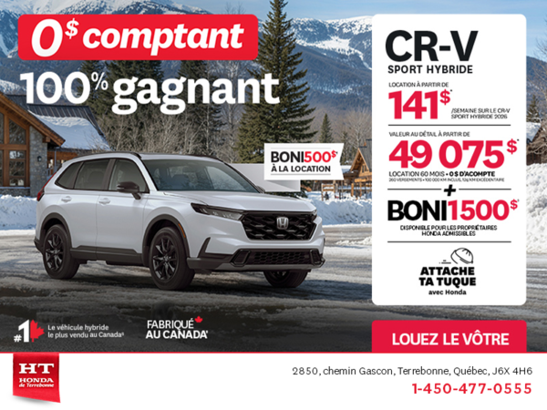 Obtenez le Honda CR-V Hybride 2026!