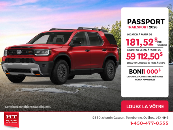 Obtenez le Honda Passport 2026 !