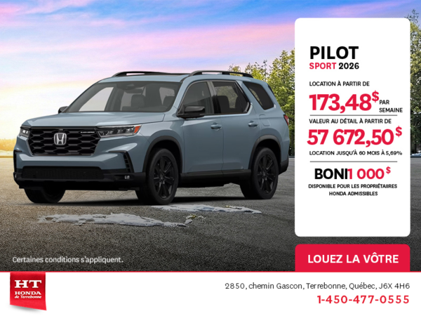 Obtenez le Honda Pilot 2026 !