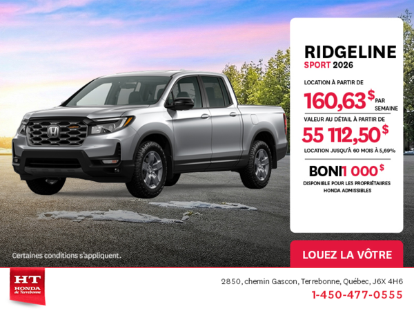 Obtenez le Honda Ridgeline 2026 !